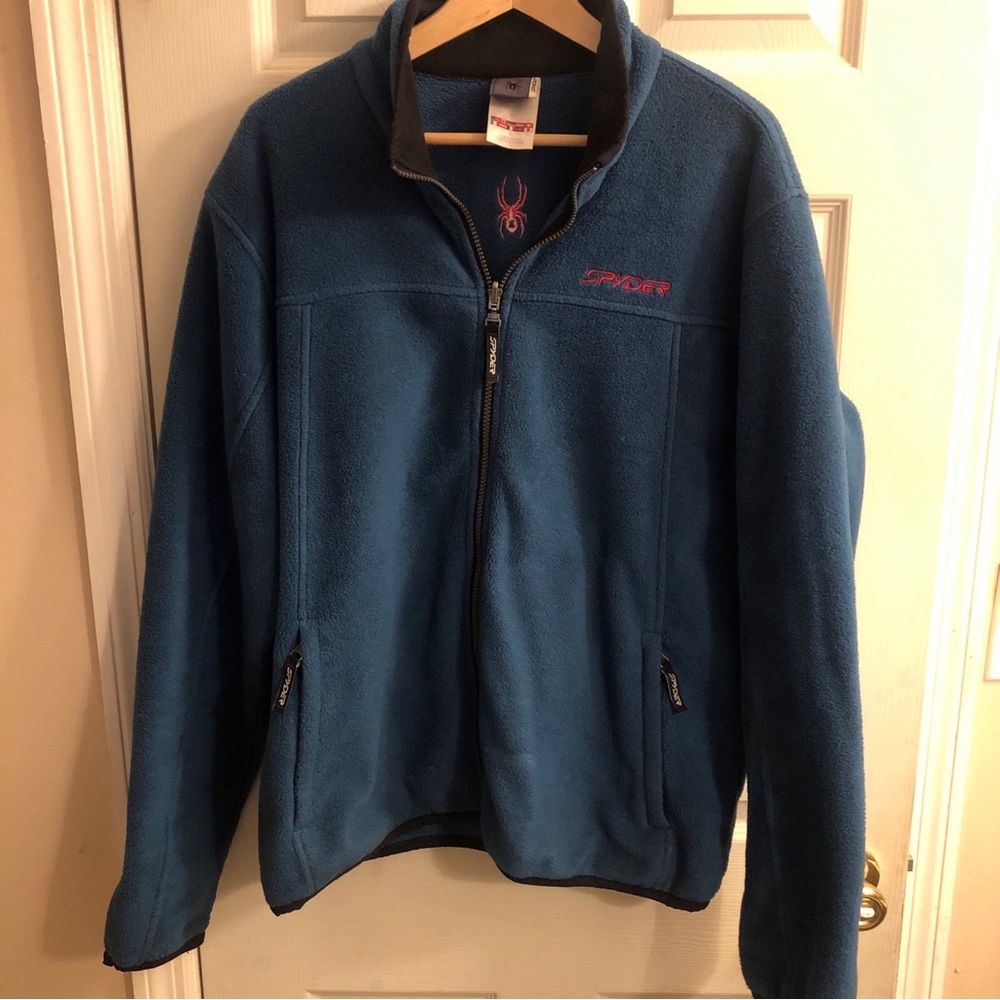 Spyder Fleece jacket - sZ XL lots of pockets teal blue great condition